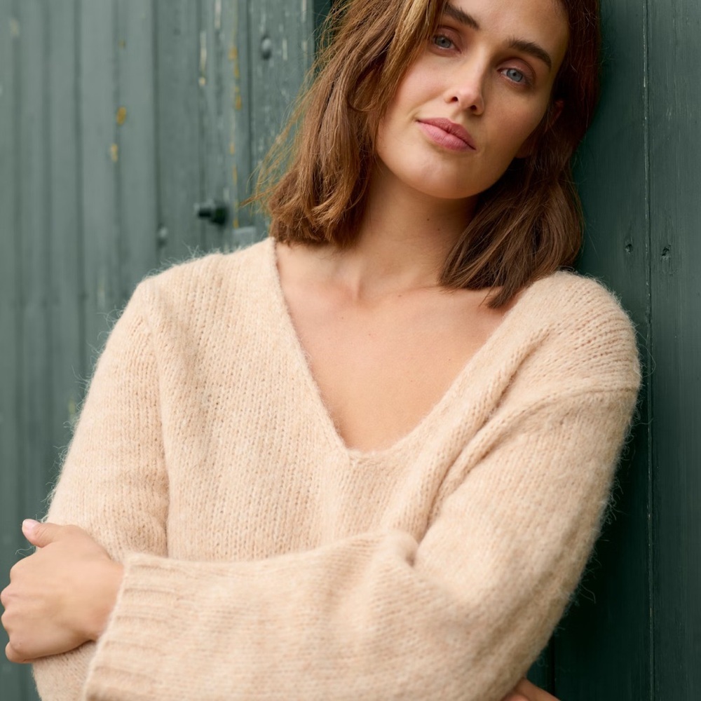 Kaffe KAalioma Smoke Gray Pullover sweater Wool Blend women size M - Picture 3 of 15